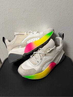 Stella McCartney Eclypse Low Top Chunky Neon Rainbow Sneakers Women's 8.5 39